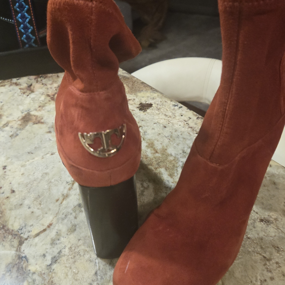 Tory Burch Red Suede Heeled Boots